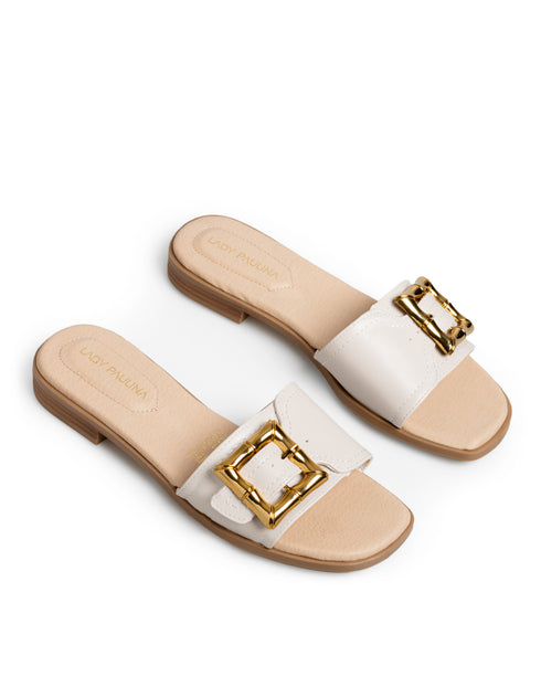 Sandalia Plana Latte Hebilla 38402